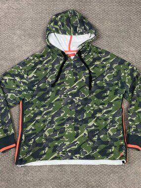 Krimson Klover Julia Hoodie Womens XL Green Camo Terry Pullover Sweatshirt